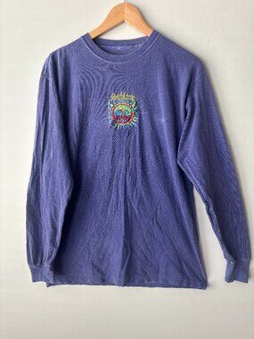Sublime Embroidered Sun Long Sleeve Shirt Purple Mineral Wash 90s Grunge Band